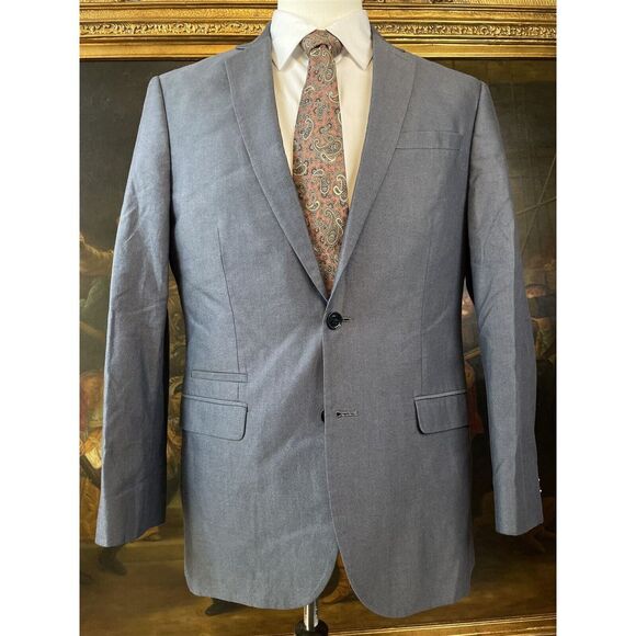 Express 40R PHOTOGRAPHER Gray Micro Birdseye 100% Cotton Slim 2Btn Blazer Jacket